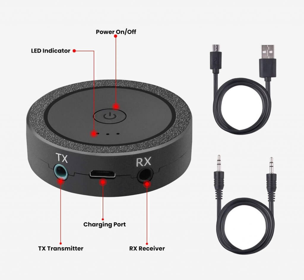 ACSUN Bluetooth Transmitter buttons