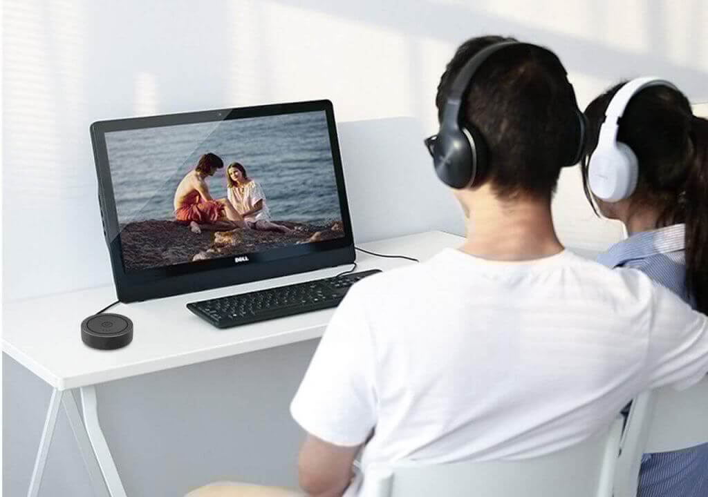 ACSUN Bluetooth Transmitter on TV screen