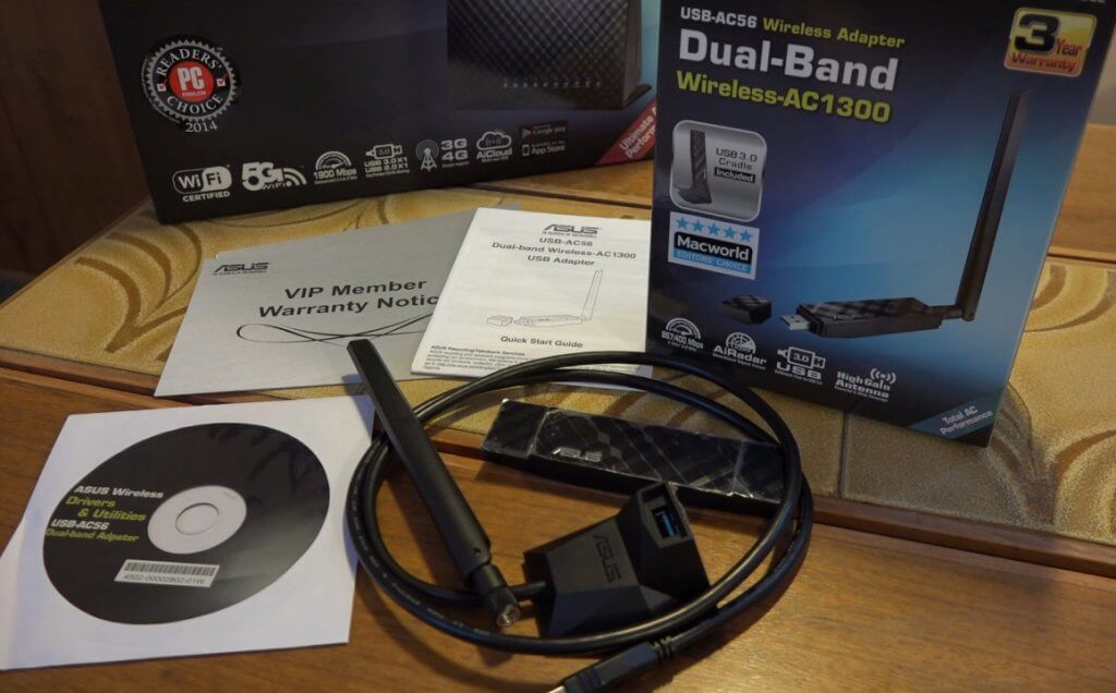 Asus USB-AC56 Dual-Band AC1300 USB 3.0 WiFi Wireless Adapter packaging