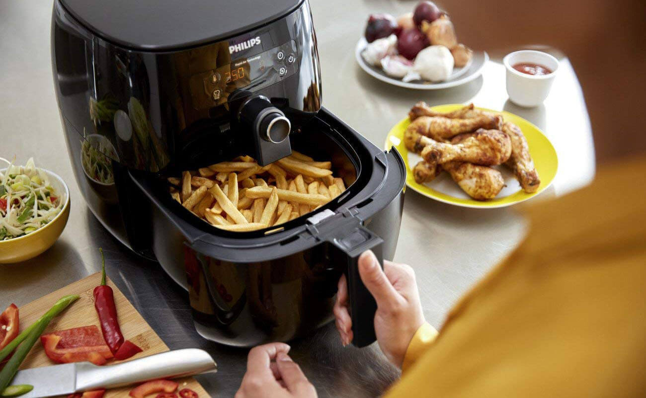 Premium air fryer in use