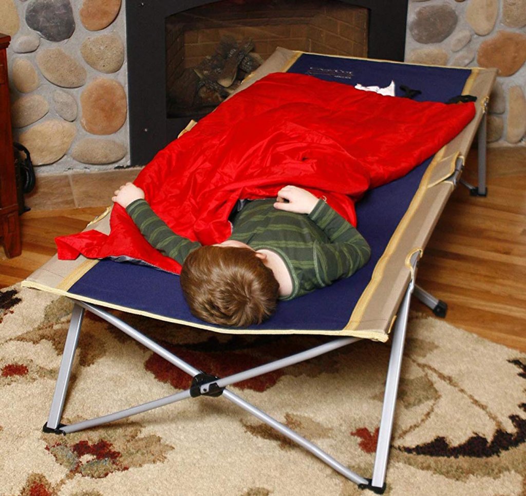 Kid sleeping on the BYER OF MAINE Easy Cot