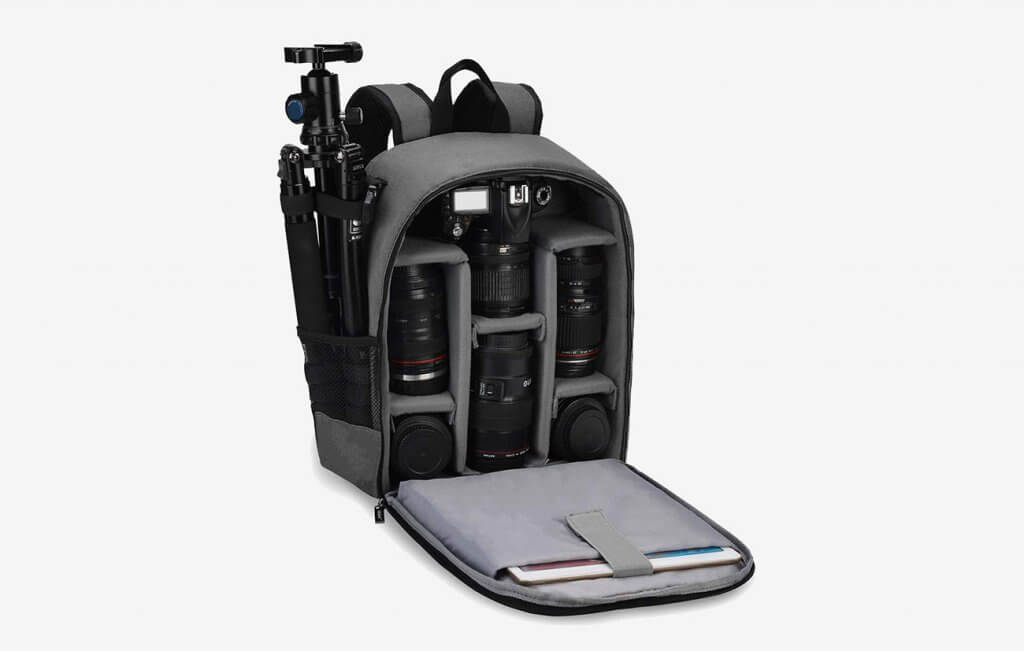 CADeN DS6 Camera Backpack open
