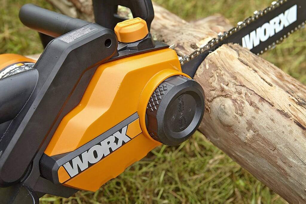 Close-up of the WORX WG303.1 Electric Chainsaw