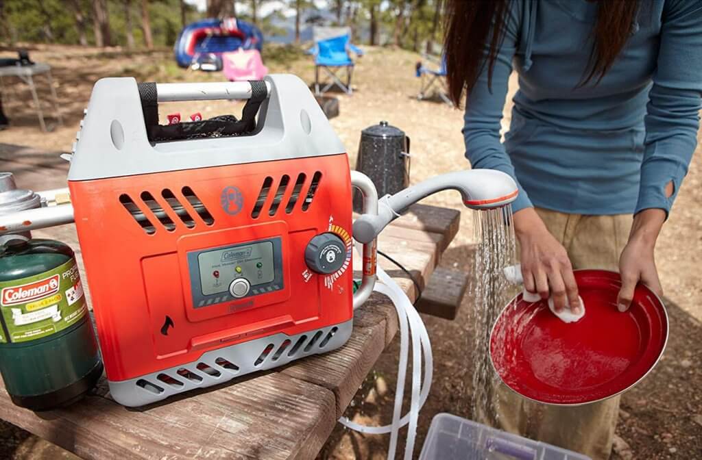 Coleman Hot Water on Demand H2Oasis on a camping trip