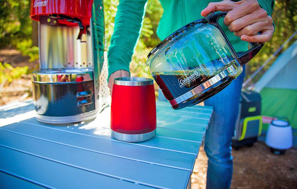 Coleman QuikPot used for making fresh coffee outdoors