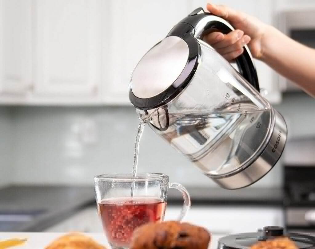 Cosori Glass Electric Kettle used for making tea