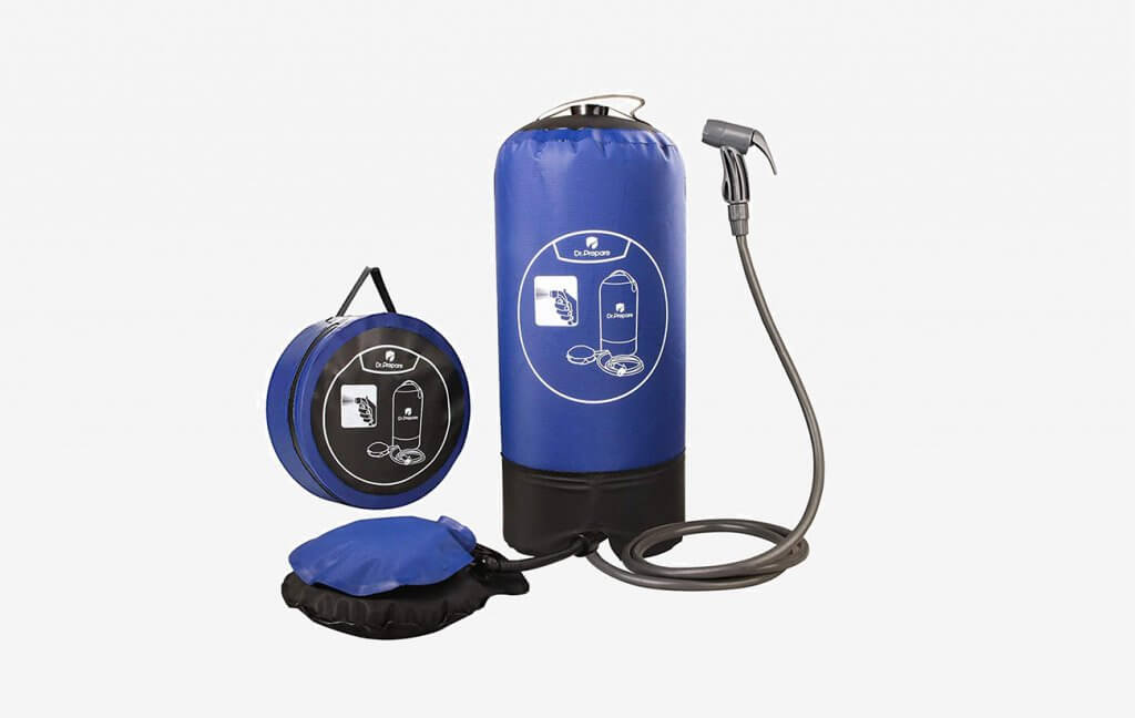 Dr. Prepare Solar Camping Shower and accessories