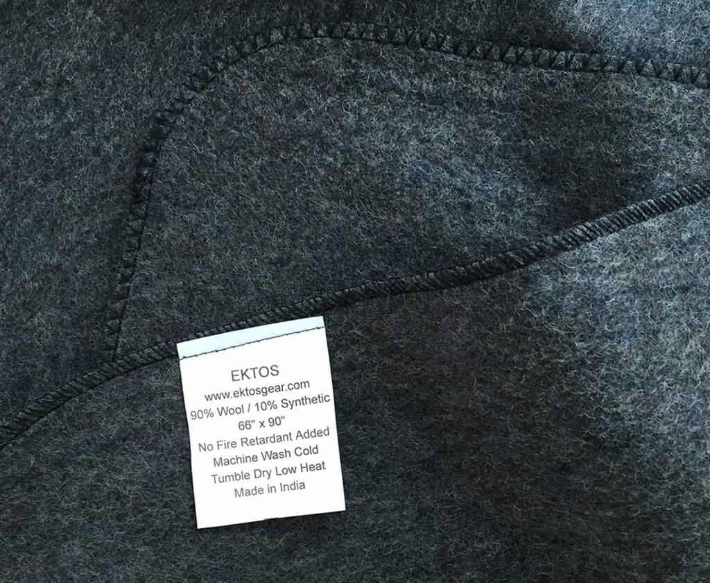 EKTOS Heavy Wool Blanket manufacturing details