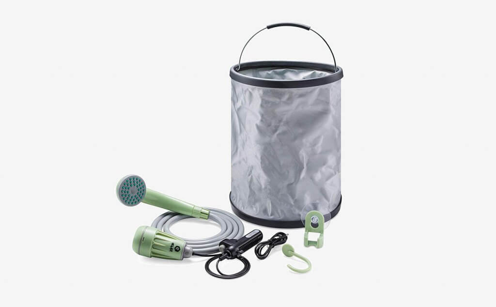 Equipt Streamline Portable Camping Shower with Expandable 4 gallons Bucket