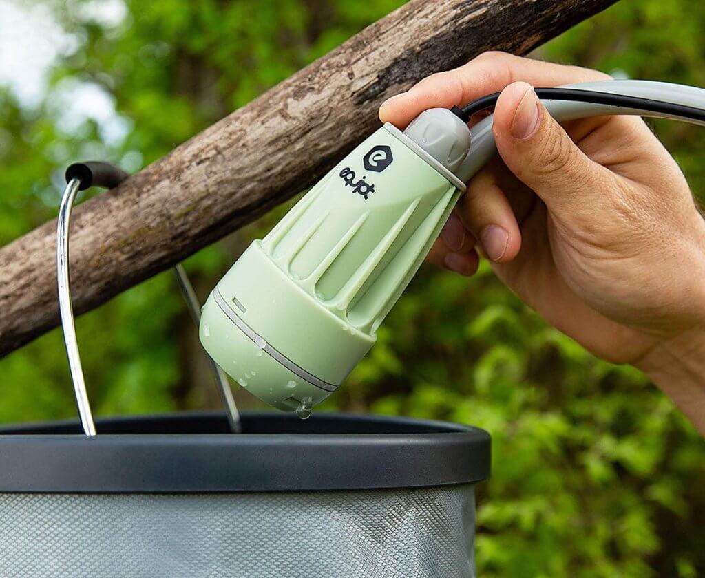 Equipt Streamline Portable Camping Shower on a tree