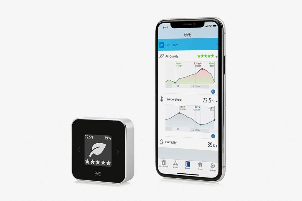 Eve Room Indoor Air Quality Monitor and smartphone app