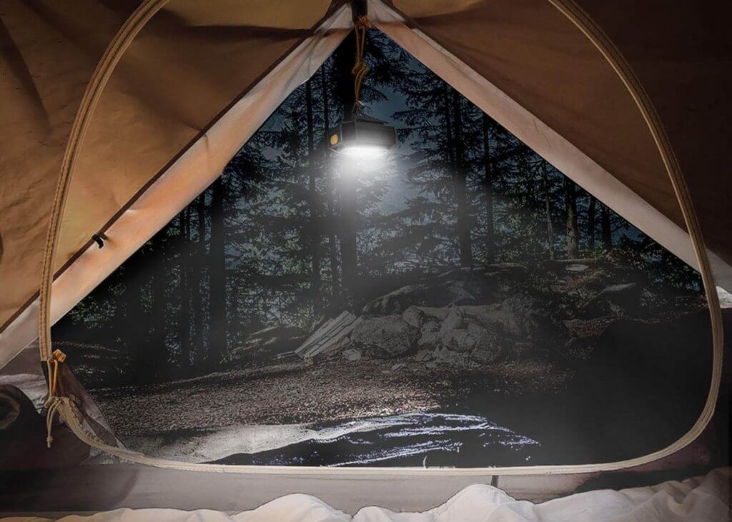 EverBrite CREE Rechargeable Headlamp used in a tent