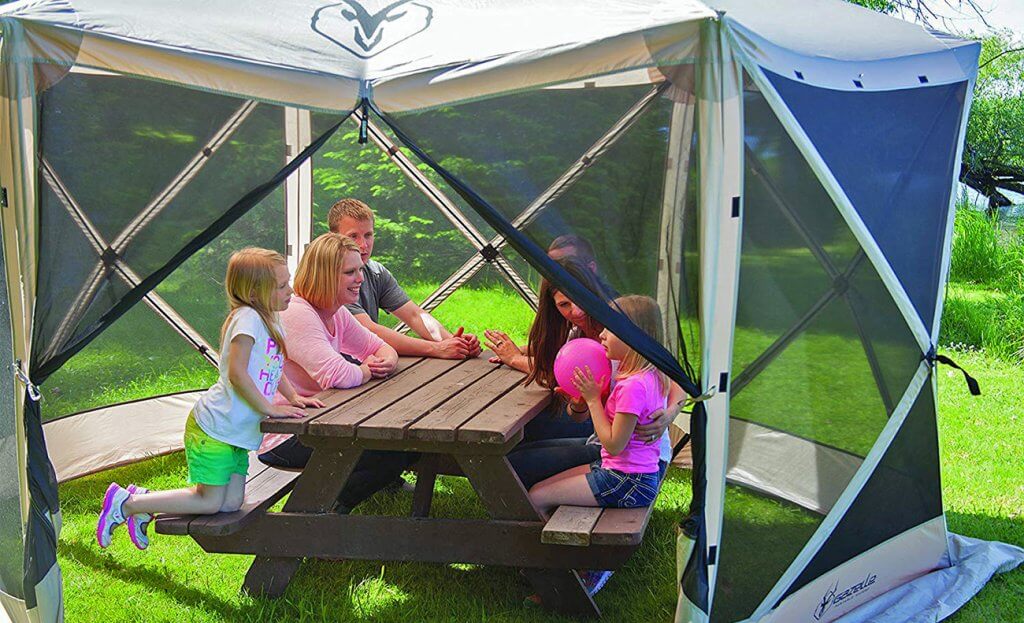 Family inside the Gazelle Pop-up Gazebo