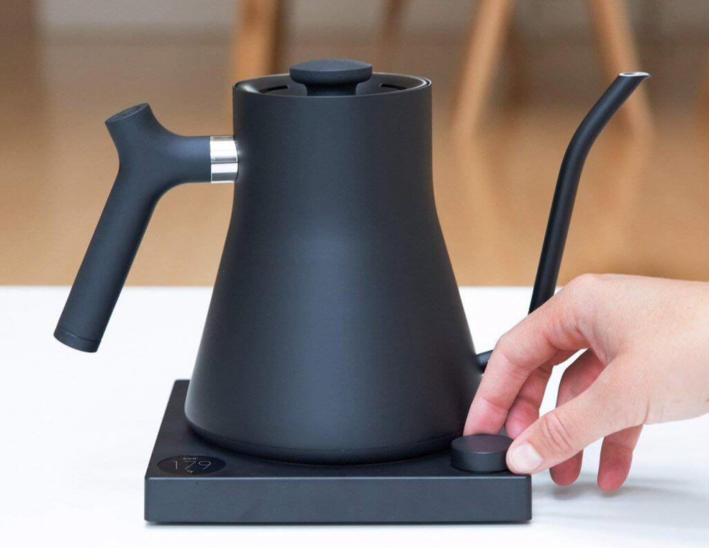 Adjusting the heat of the Fellow Stagg EKG Electric Pour-Over Kettle