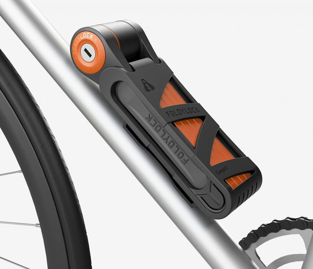 FOLDYLOCK Compact Extreme Bike Lock in storing compartment