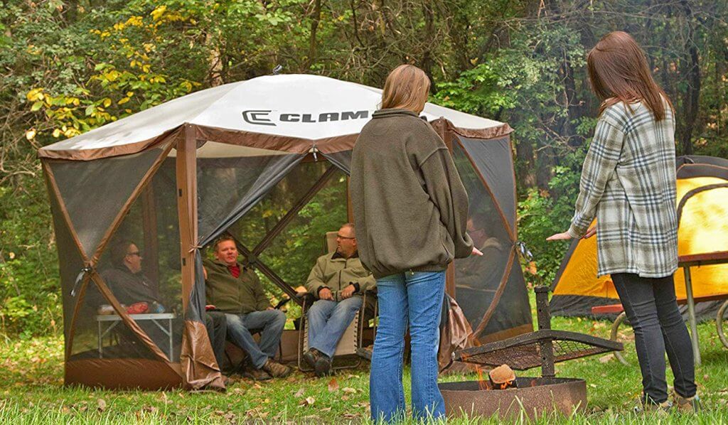 Friends using the Quick Set Escape during a camping trip