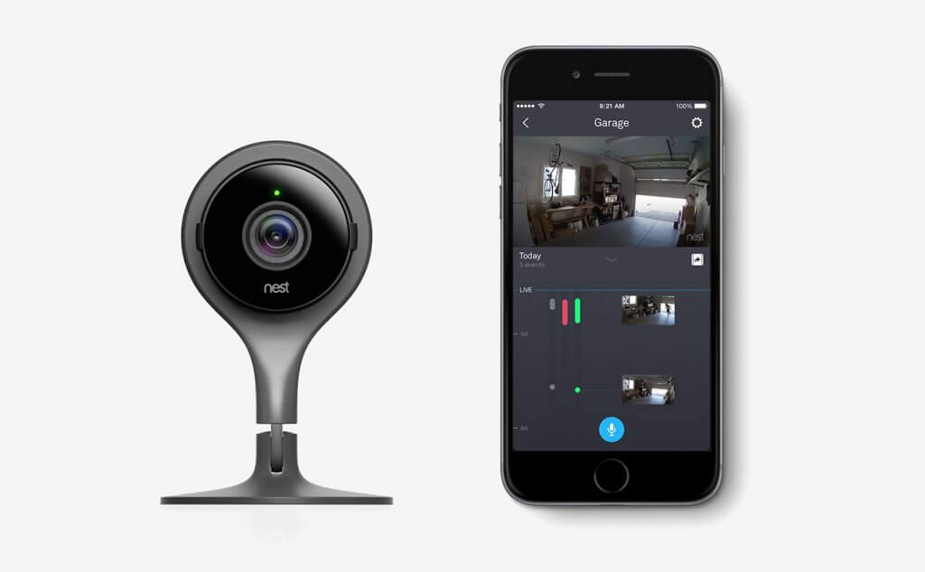 Google, NC1104US Nest Cam Indoor Security Camera and smartphone