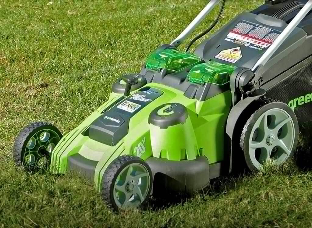 Greenworks Twin Force Cordless Lawn Mower in action