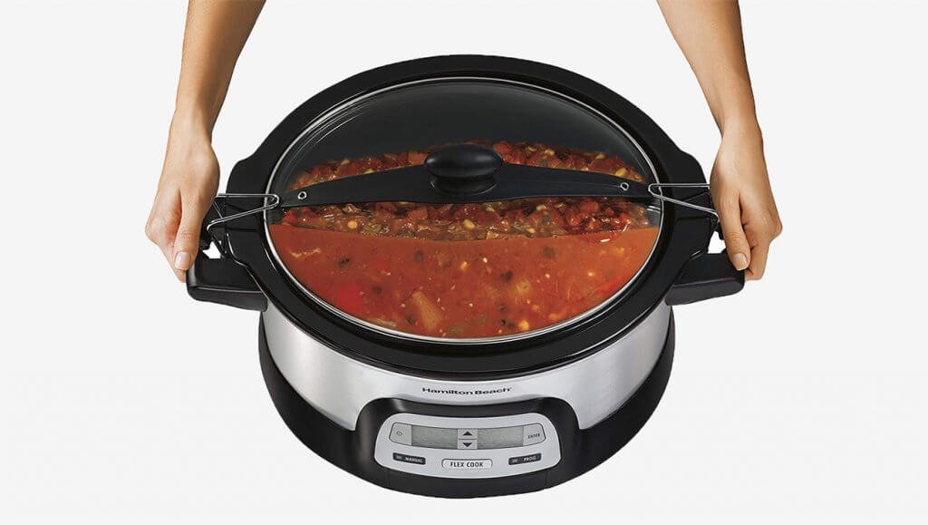 Hamilton Beach 33861 Dual-Timer Slow Cooker used for preparing a meal