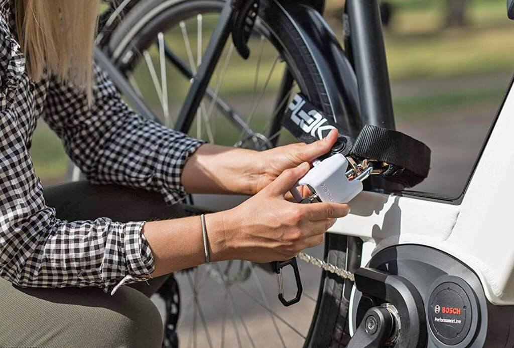 Hiplok Lite v1.0 Wearable Bicycle Lock on a bike
