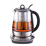 Buydeem K2423 Hot Tea Maker 1.2Liter Glass Stainless Steel Electric Kettle