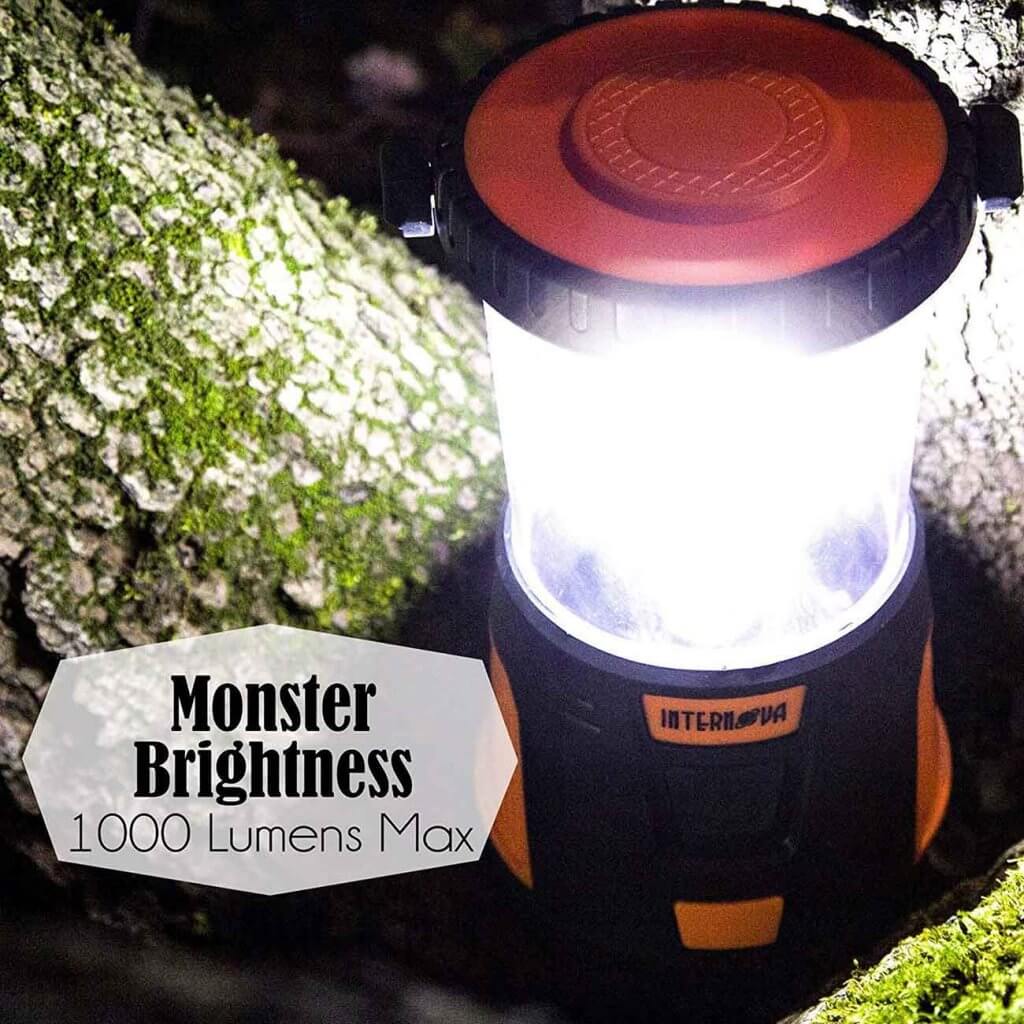 Internova Rechargeable LED Camping Lantern on a tree