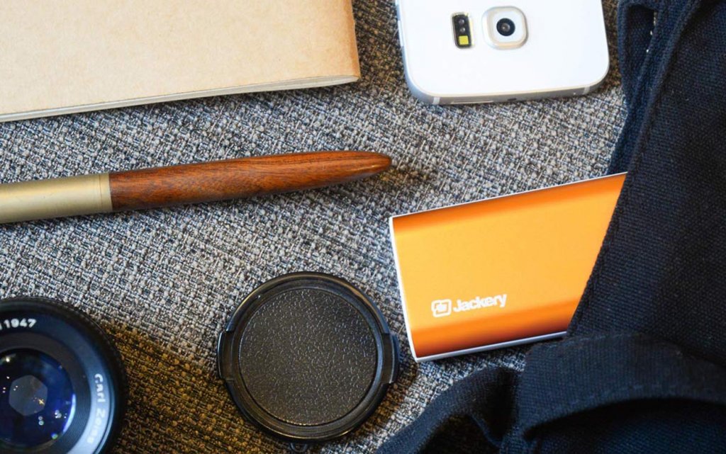 Jackery Bolt 6,000 mAh Portable Power Bank in a bag