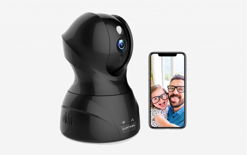 KAMTRON Wireless Indoor Camera With Pan and smartphone