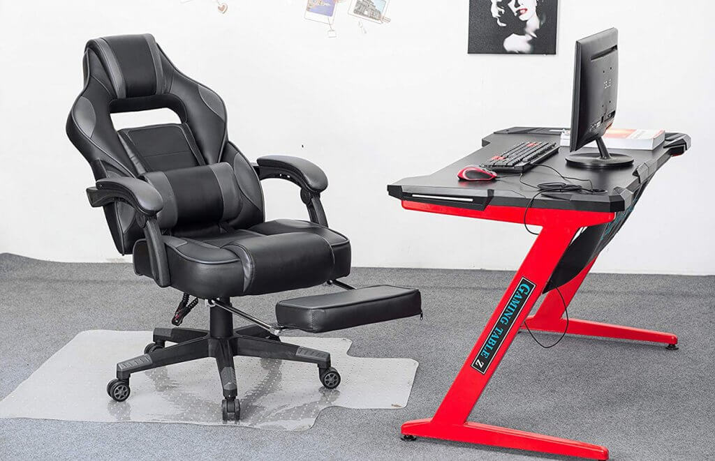KILLABEE Reclining Memory Foam Racing-Style Gaming Chair in gaming setup