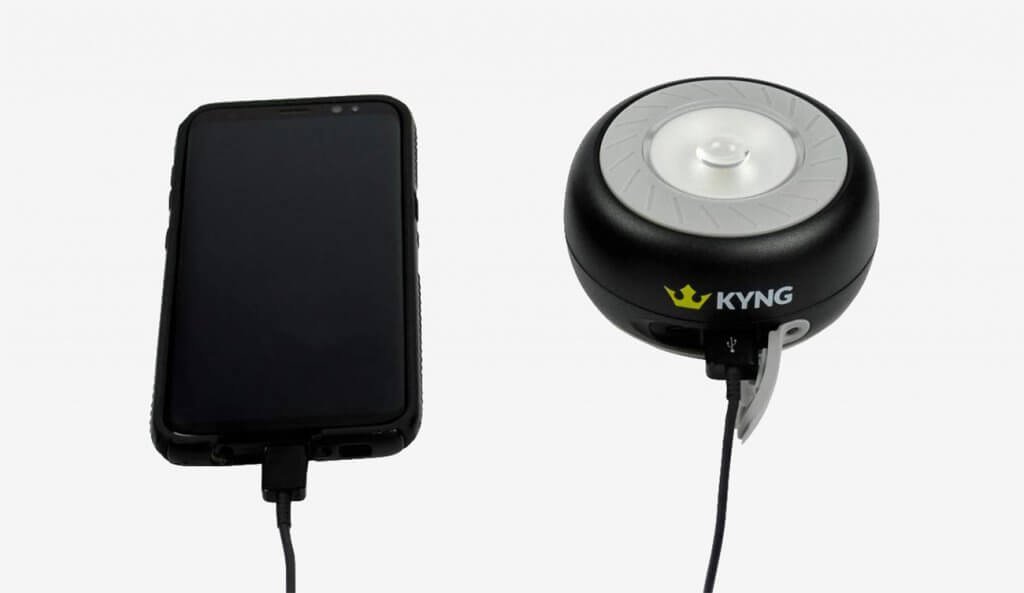 Charging phone with the KYNG Solar Rechargeable LED Lantern