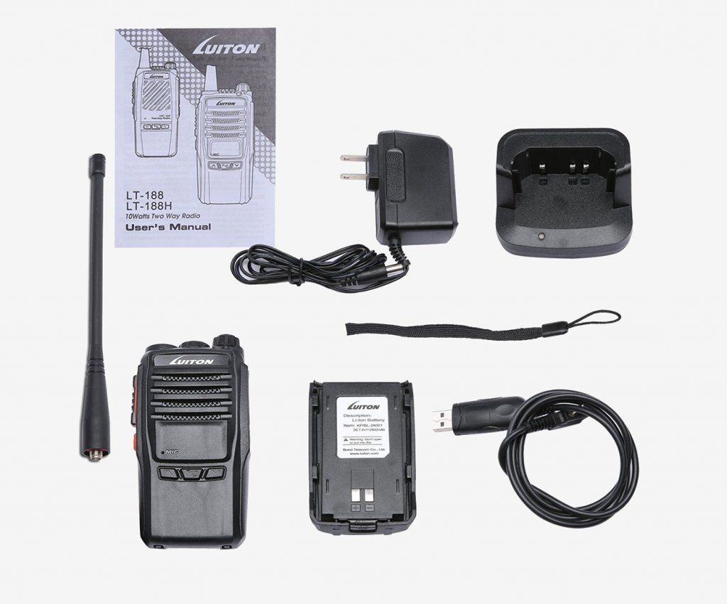 Luiton LT-188H VHF 10W Walkie Talkie and accessories