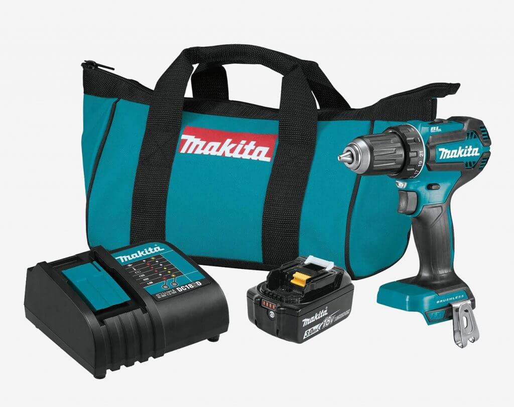 Makita 18V LXT Brushless Drill & Driver (XFD131) and accessories