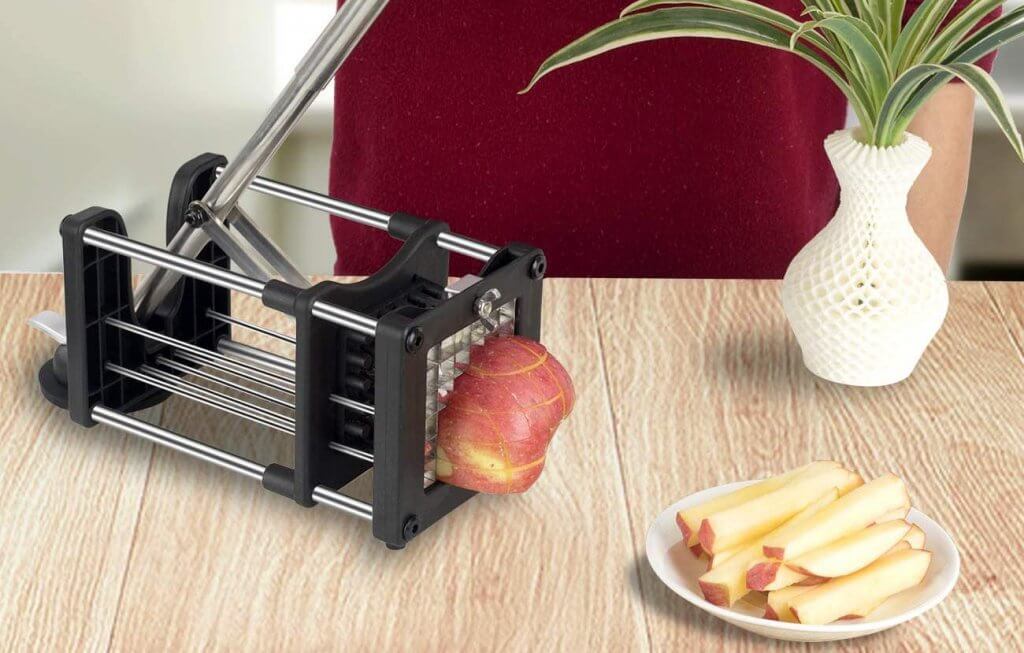 Meshist Commercial Potato Cutter used on an apple