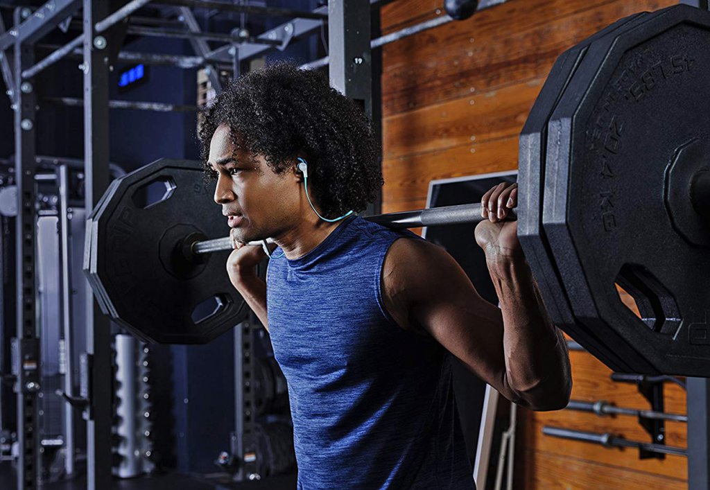 Monster iSport Achieve worn during a workout