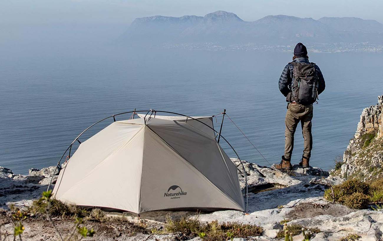 NATUREHIKE 1 Person Ultralight Backpacking Tent on a cliff