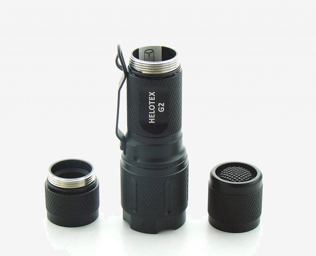 Parts of the Helotex G2 Tactical Flashlight
