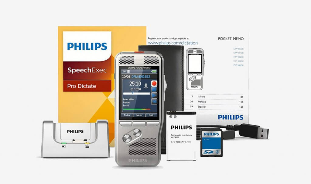 Philips DPM800001 Digital Pocket Memo with Speech Exec Pro Dictation Software