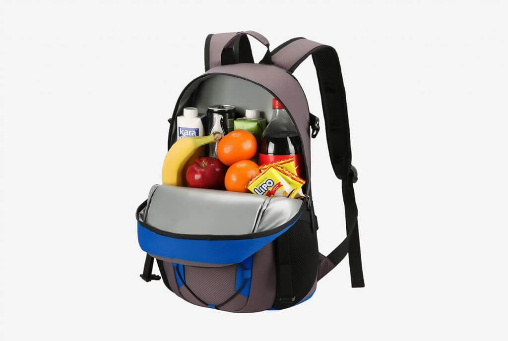 Piscifun Insulated Cooler Backpack packed with food
