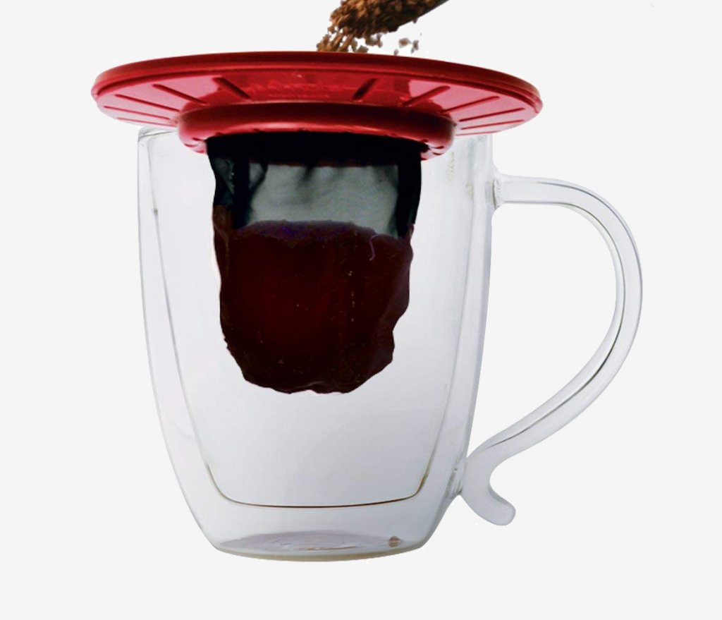 Primula Single-Serve Coffee Brew Buddy with coffee beans