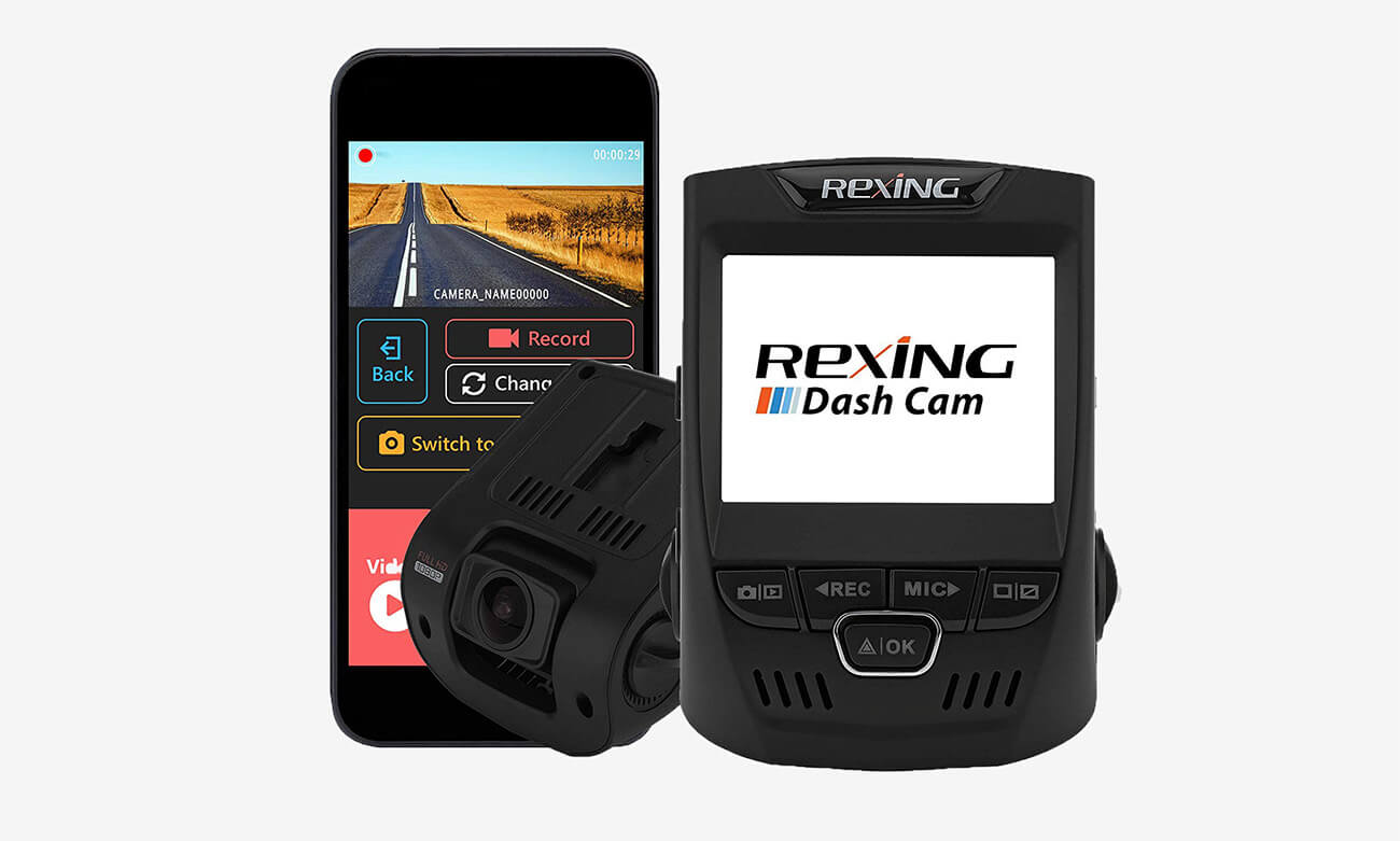 REXING V1 Wi-Fi Car Dash Cam and smartphone