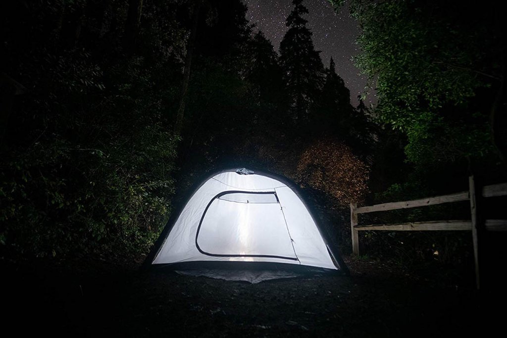 Ryno Tuff Four Person Inflatable Camping Air Tent at night