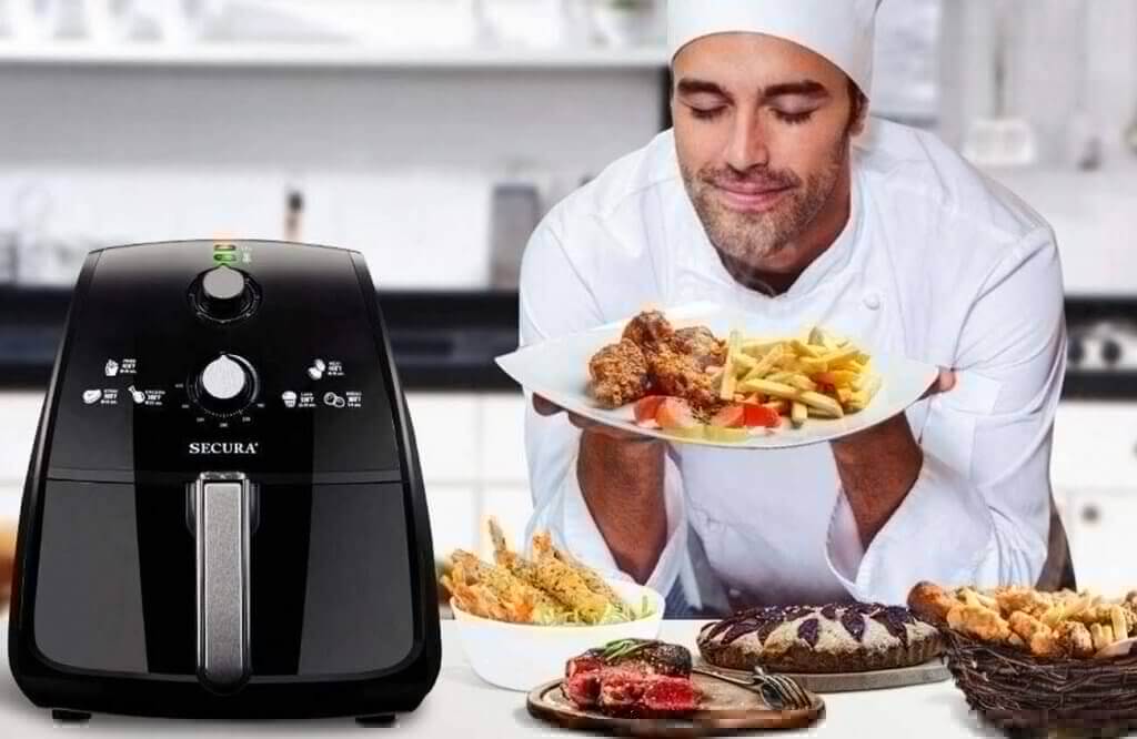 Professional chef using the Secura 4.2-Quart Air Fryer