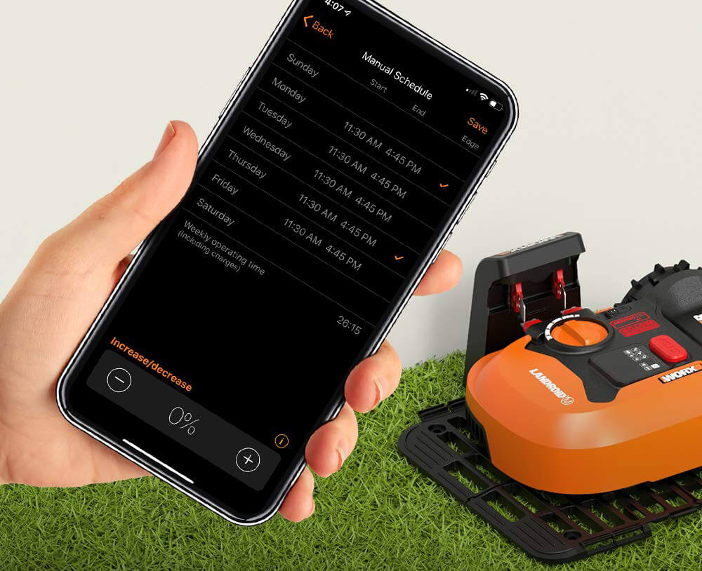 Smartphone controls for the WORX Landroid WR140