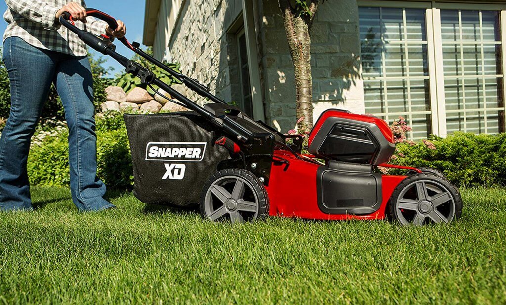 Snapper XD Cordless Lawn Mower on lawn
