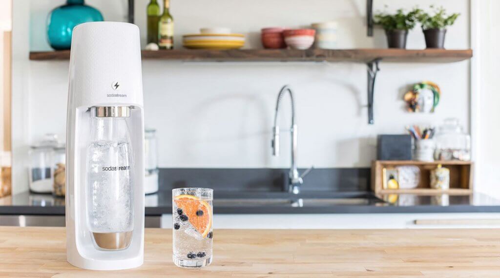 SodaStream Fizzi Sparkling Water Maker Bundle in the kitchen