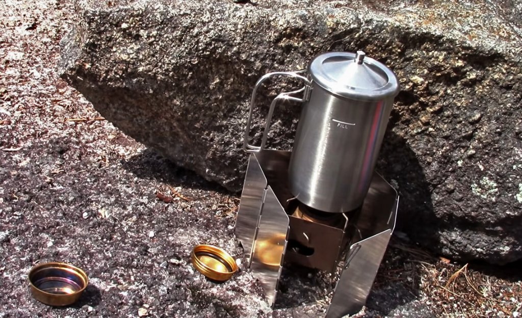 Stanley Cook + Brew Camping Coffee Maker on a stove