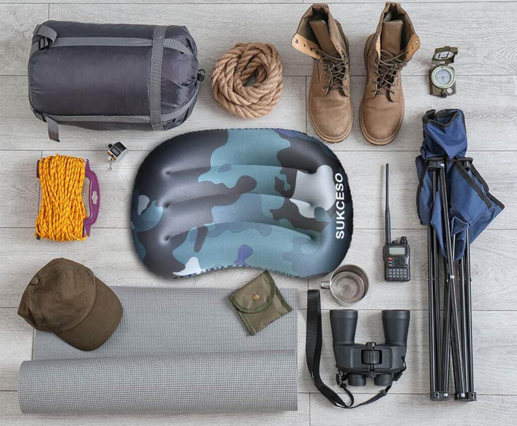 SUKCESO Camping Pillow Two Pack and other gear