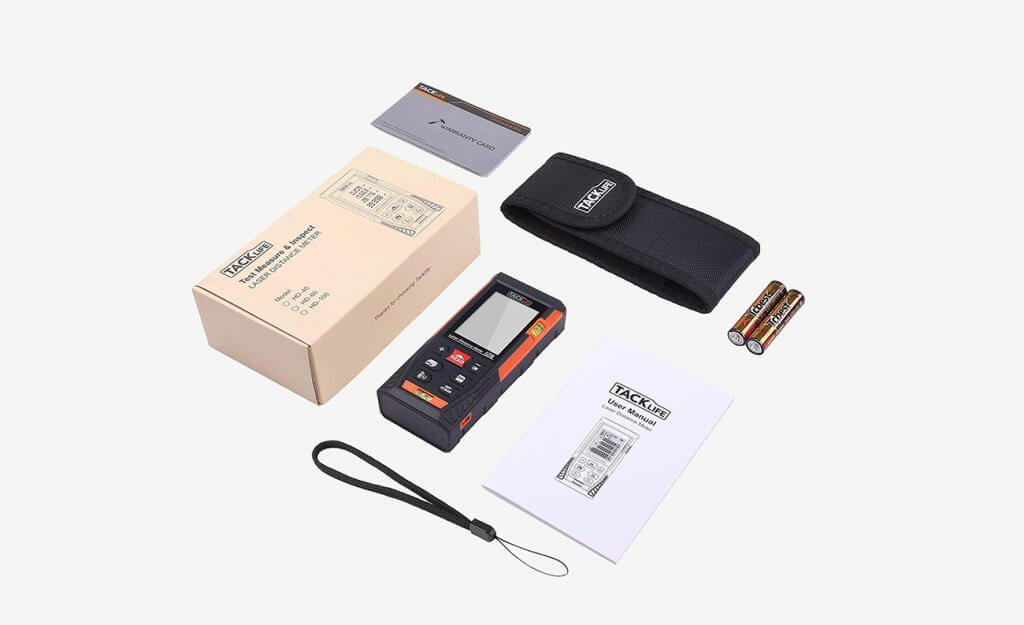 Tacklife HD60 Classic Laser Measure and accessories