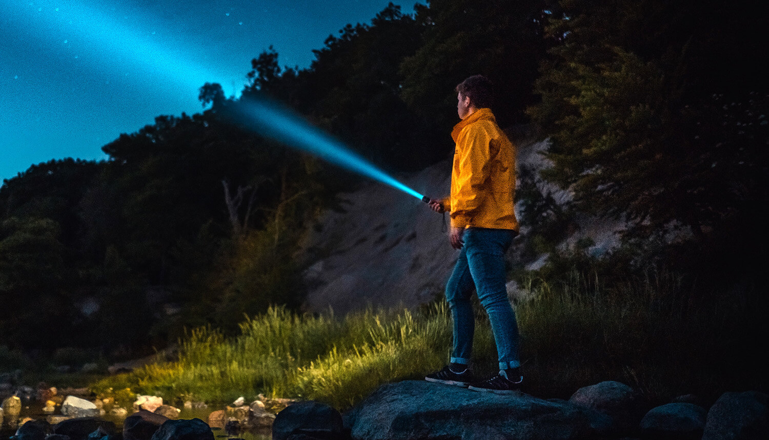Tactical Flashlight in the Outdoors