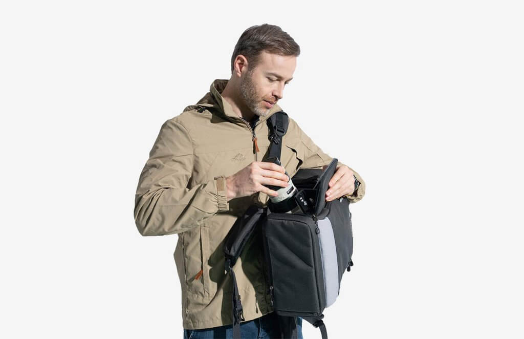 TARION Pro XP Camera Backpack with camera inside